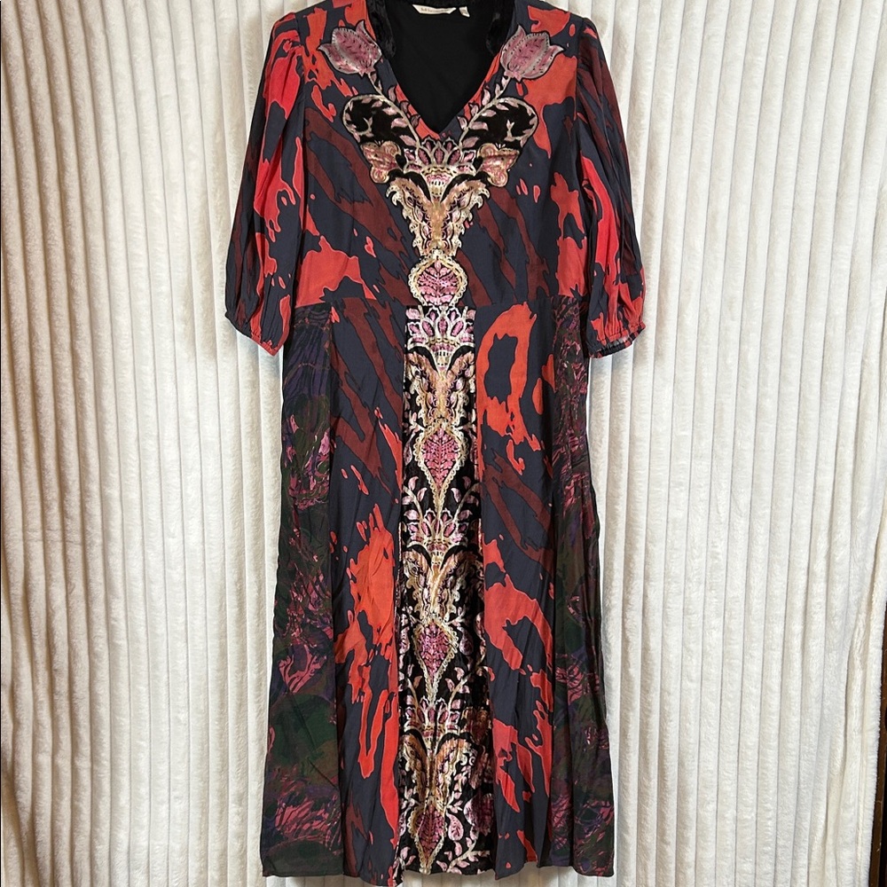 Soft Surroundings Epiphany Velvet rayon Mixed Panel boHo long midi Dress 18W
